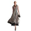 Women's Striped V Neck Sleeveless Maxi Dress Ruffle Hem Loose Summer Vacation Long Dress