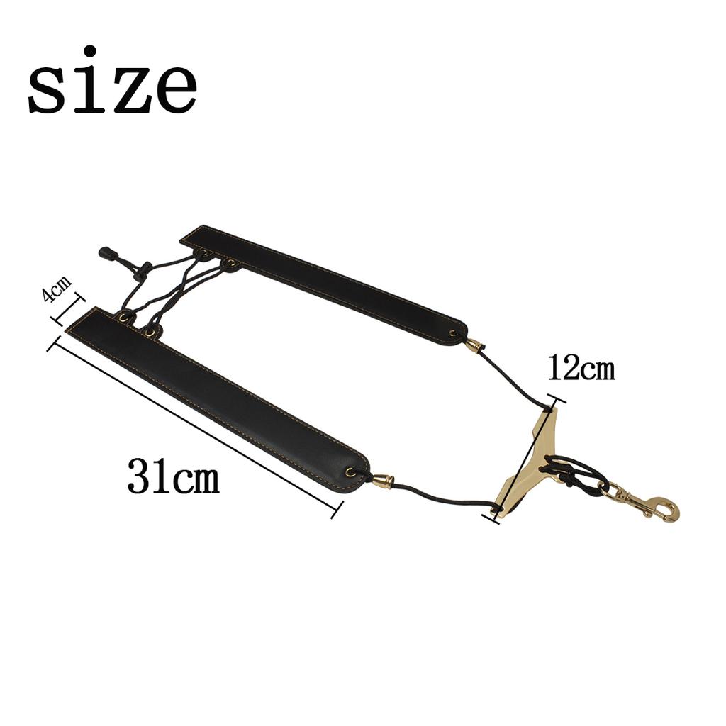 Saxophone Strap Adjustable Sax Black Leather Foldable Double Shoulder Strap Belt for Alto/Tenor/Soprano Saxophone Accessories