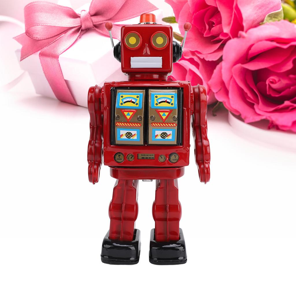 Electric Robot Toys Multipurpose Simulation Innovative 360 Degree Rotation Electric Walking Robot Tin Toy for Kids Presents Collection Red