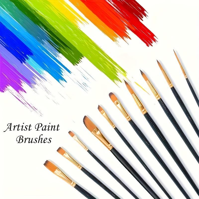 New 12Pcs Nylon Bristle Brush Set Flat Brushes Watercolor Oil Paint For Artists Amateur And Acrylic Paintings Fabric Brushes