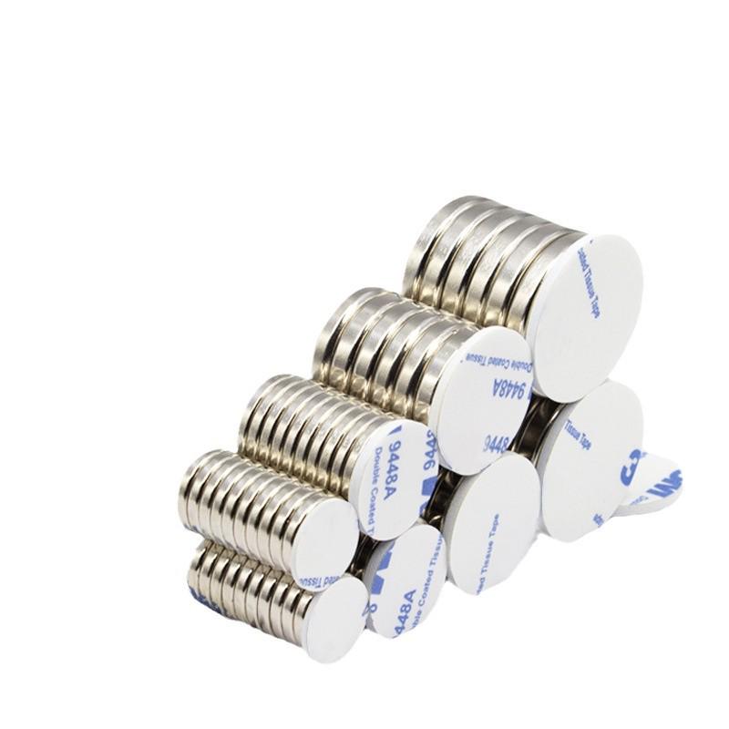 Adhesive Neodymium Iron Boron Round Magnets for DIY, Refrigerator & Magnetic Sheets