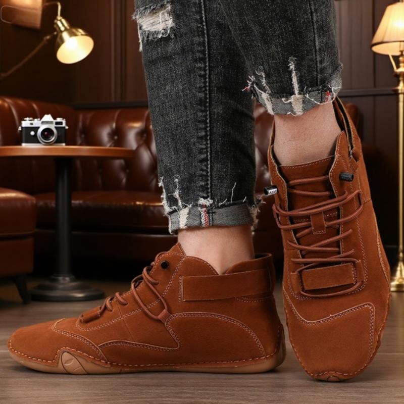 

Мужская повседневная обувь Дышащая Мягкая подошва Ручная работа Кожаные Ботинки Босиком Ретро Модный Дизайн Удобные Кроссовки с Высоким Верхом 36