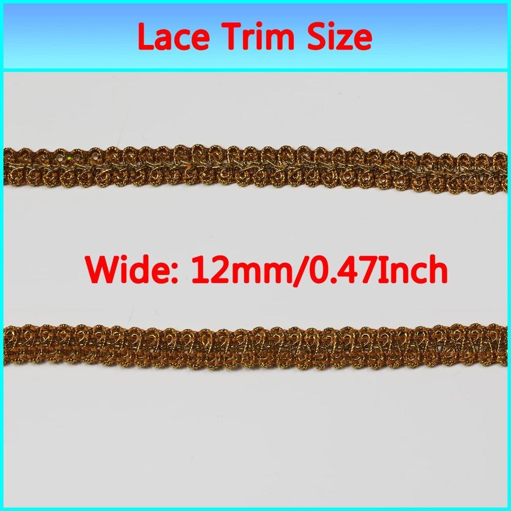 27 Yards Gold Lace Trim Gold Lace Trim 0.3 Inch Braid  Headband