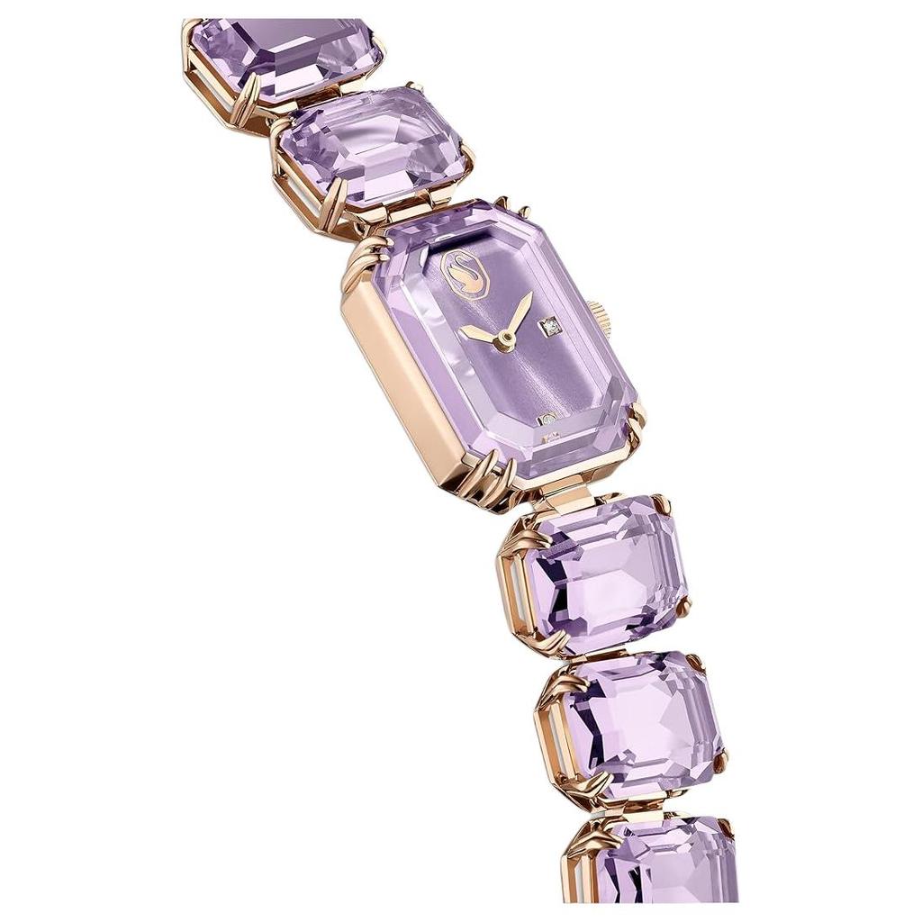 Swarovski Millenia Jewelry Series Watch Quartz Movement Stainless Steel Strap 30Mm Purple Dial 50M Water Resistant Women Watches 5722364