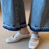 Women Women Summer Square Toe Double Buckle Wedge Heel Slip On Retro Breathable Outdoor Slides