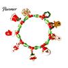 Holiday Jewelry Gifts Christmas Charm Bracelet for Women, Santa Claus Snowman Bell Glove Festive Snowflake Bangle Tree Pendant Bracelet, Adjustable