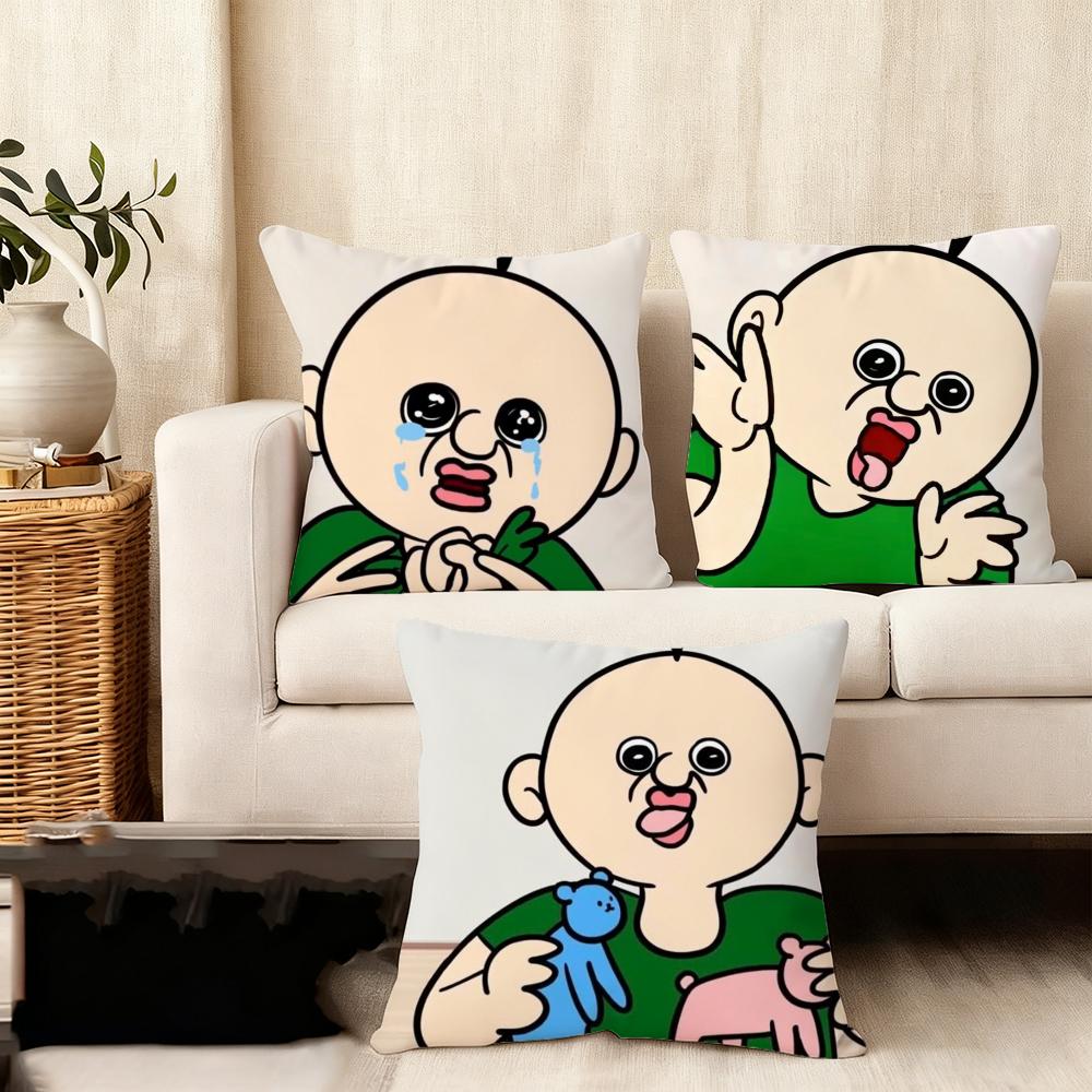 Funny Bbangbbangs Diary Cushion Cover Soft Plush Fabric Double-Sided Printed Sofa Cushion Cover For All Seasons Home Decor Gift