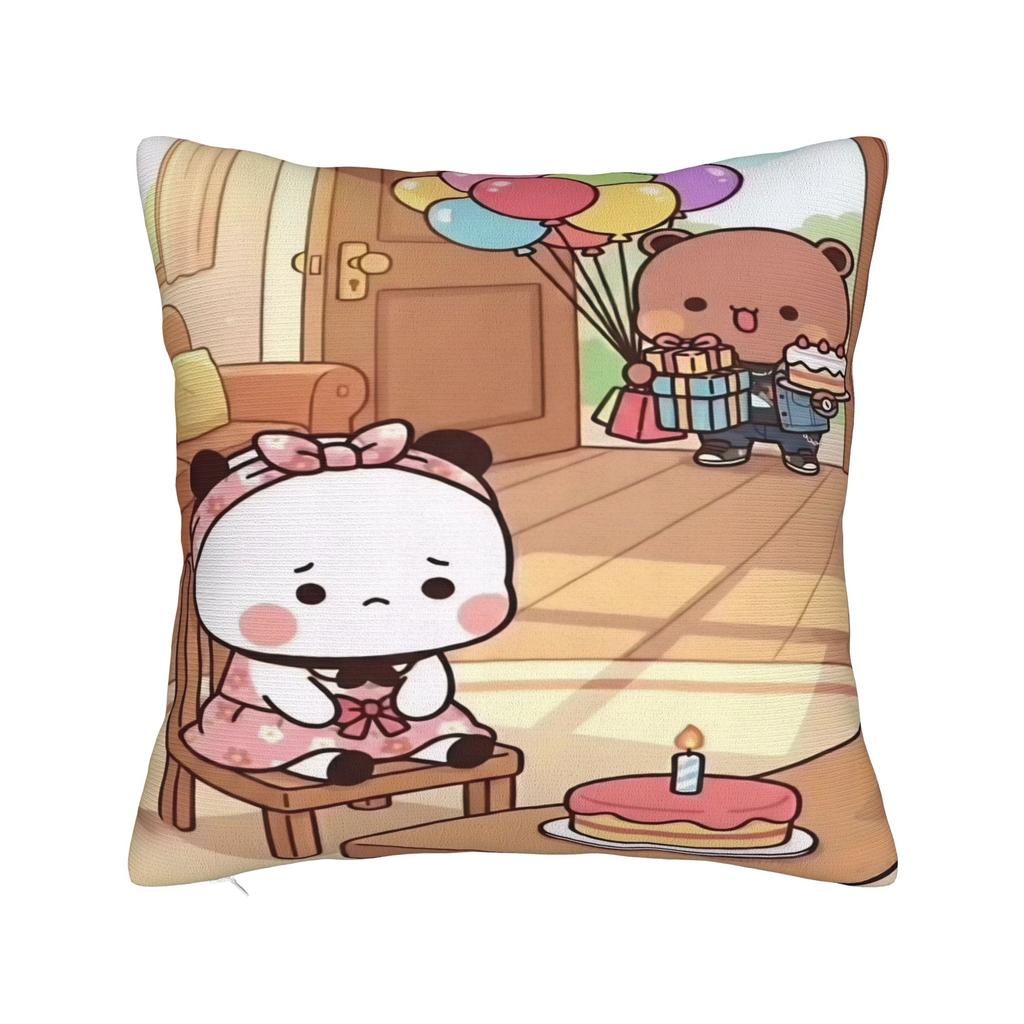 Bear And Panda Bubu Dudu Pillow Case Graphic Pillow Cover Retro Trendy Cushion Cover For Living Room Bed Chair