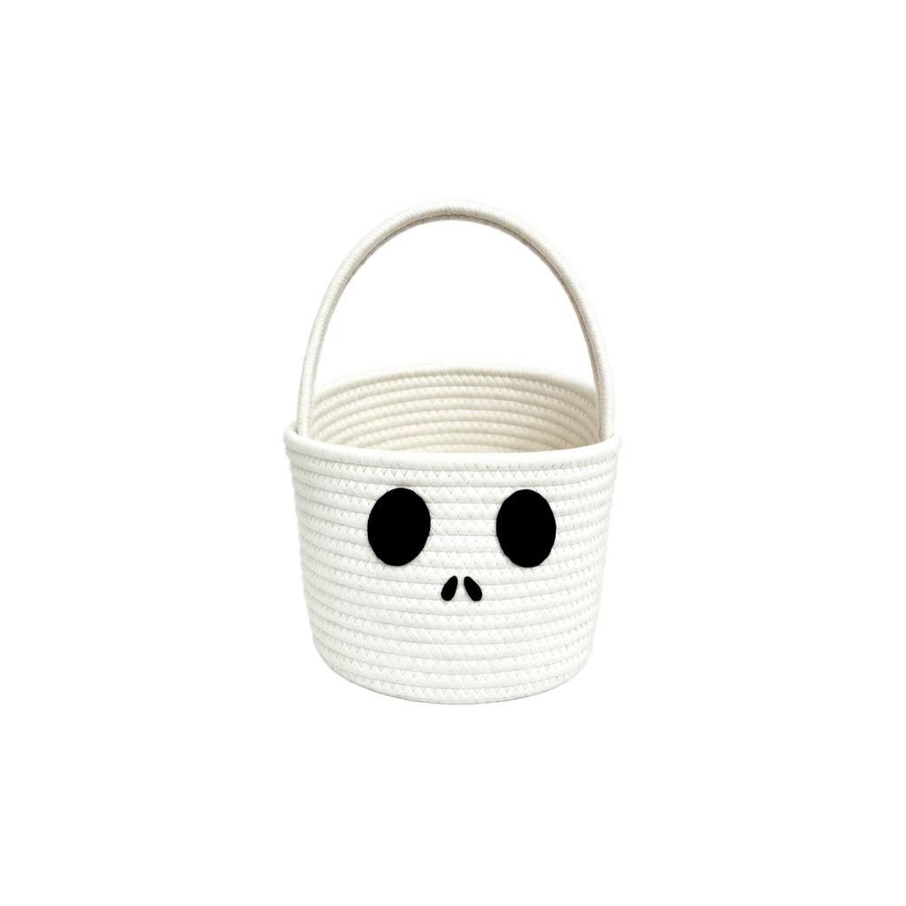 Kids Halloween Cotton Rope Storage Basket Pumpkin Handwoven for Snacks Candy and Decor