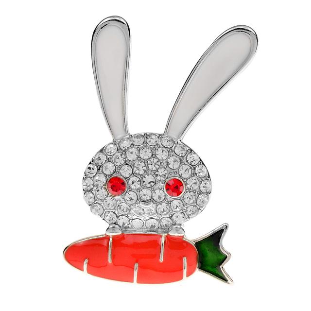 

Броши в виде кролика со стразами для женщин, булавка с изображением животных, аксессуары в виде моркови, высокое качество, ювелирные изделия Zodic, новинка 2023