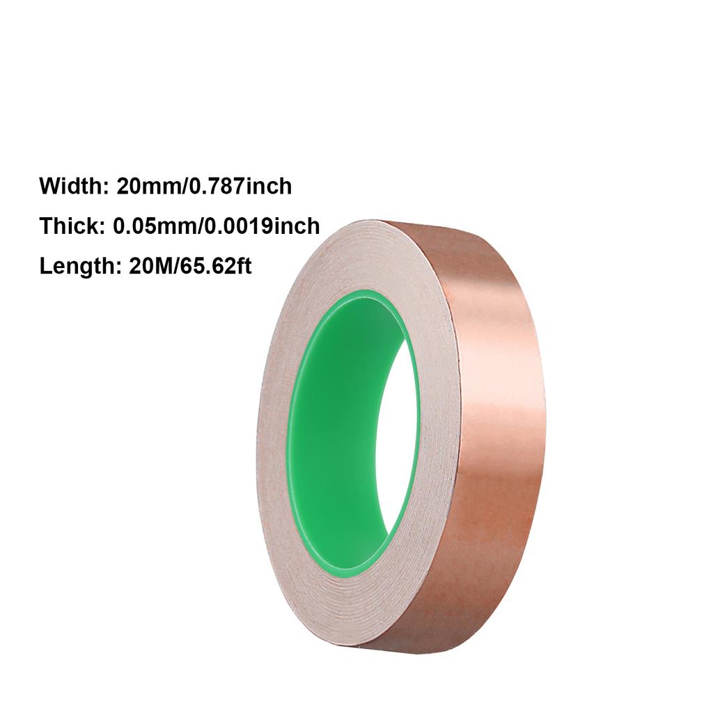 1pcs Length 20M Adhesive Conductive Coppers Foil Tape 3/5/6/8/10/12/15/20/30/50mm Double Sided Conduct Copper Foil Tapes