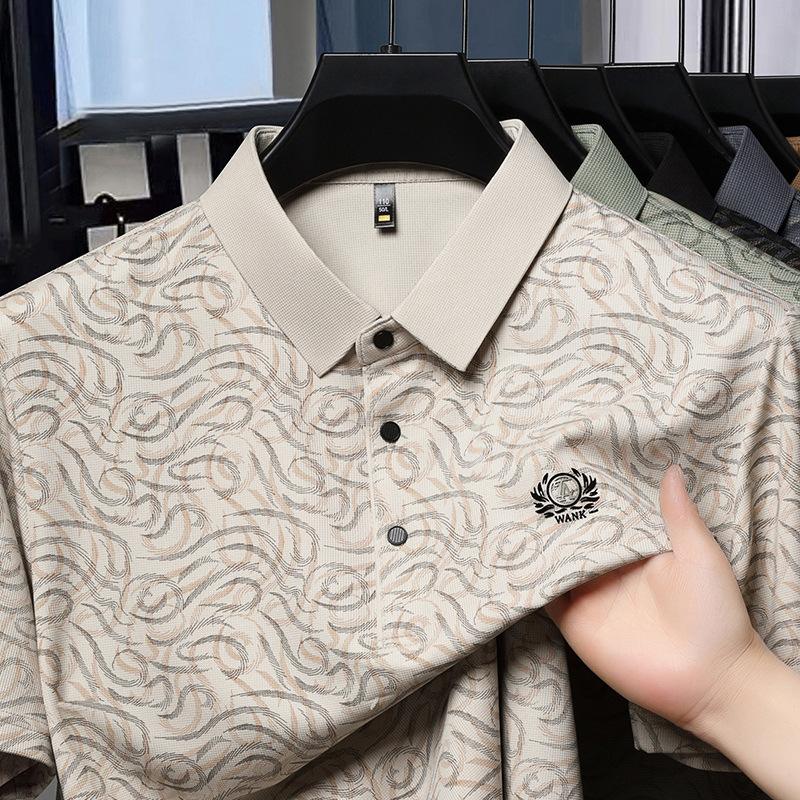 Camisa Polo Masculina Manga Curta Gola Lapela Roupa Média e Superior Camiseta Base