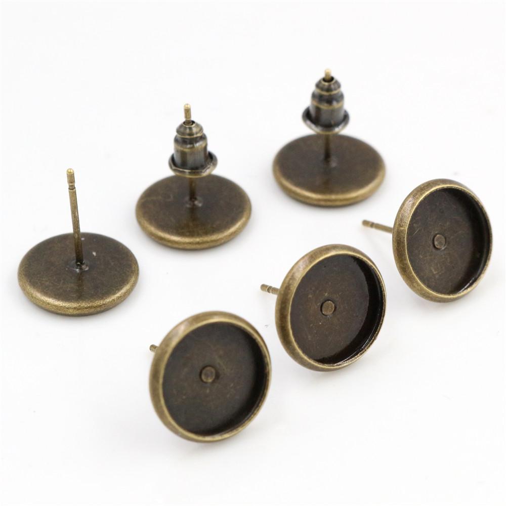 8/10/12mm 50 Stück/Los 8 Farben Beschichtet Hohe Qualität Edelstahl Eisen Ohrstecker(mit Ohrstöpsel) Basis, Passend für 10mm Glascabochons