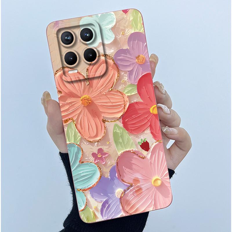 For Realme 8 Pro / Realme 8 4G 5G Phone Case Simplicity Flower Liquid Silicone Cover Realme8 8Pro RMX3085 RMX3081 RMX3241 Fundas