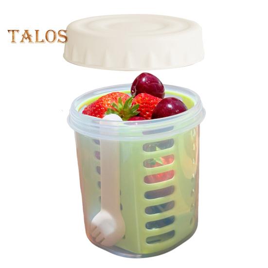 Salad Cup 501-600ml Food-Grade PP Leak-Proof Portable Salad Box with Lid Enhanced Drainage System Double Drain Cup