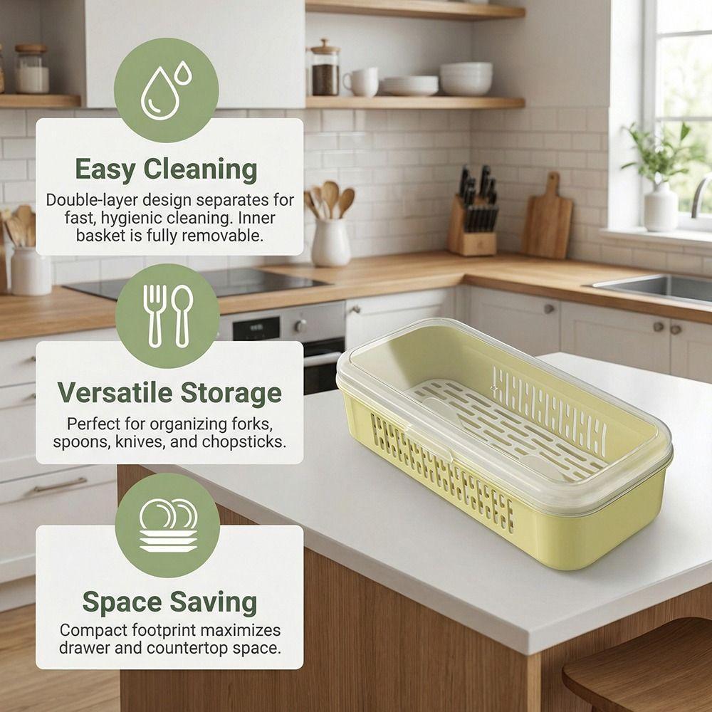 Single Layer Chopstick Drying Box Rectangular Shape Tableware Storage Case  Bathroom