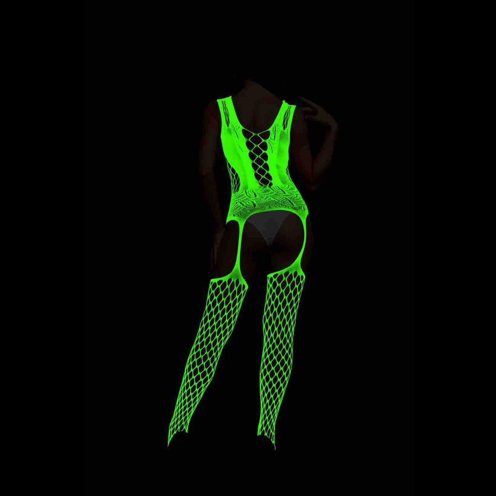 Sex underwear luminous luminous hollow mesh transparent one-piece pajamas jacquard one-piece y