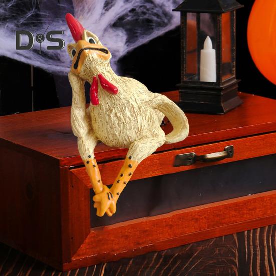 Sedící kuřátko figurka kreslená žlutá kuřecí soška socha pryskyřice slepice zvířecí model domácí kancelář police na knihy stolní dekorace ozdoba