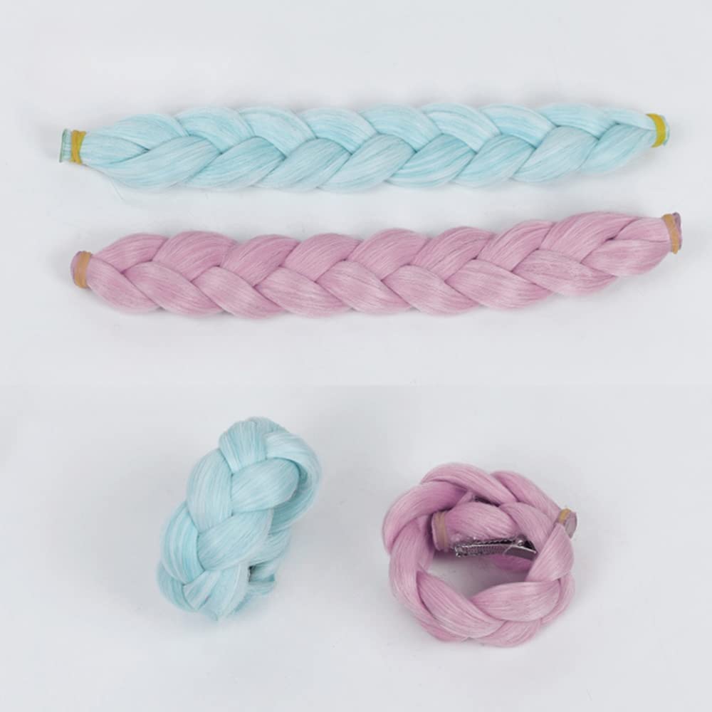 Cosplay wig with net, long, green and pink, heat-resistant wig