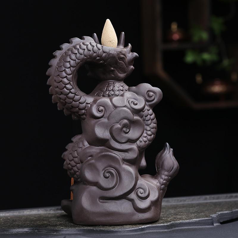 Creative Dragon Tathagata Backflow Incense Burner - Sandalwood & Agarwood Aromatherapy, Indoor Home Decor.