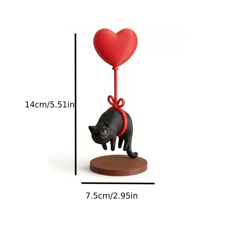 Floating Cat Heart Balloon - Romantic Desk Decor For Couples, Home, Bookshelf, Bedside Cute & Cozy Ornaments Valentines Gift
