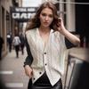 Women's Cross-border Knitted V-neck Diamond Button Cardigan Vest - Autumn/Winter Sleeveless Loose Sweater