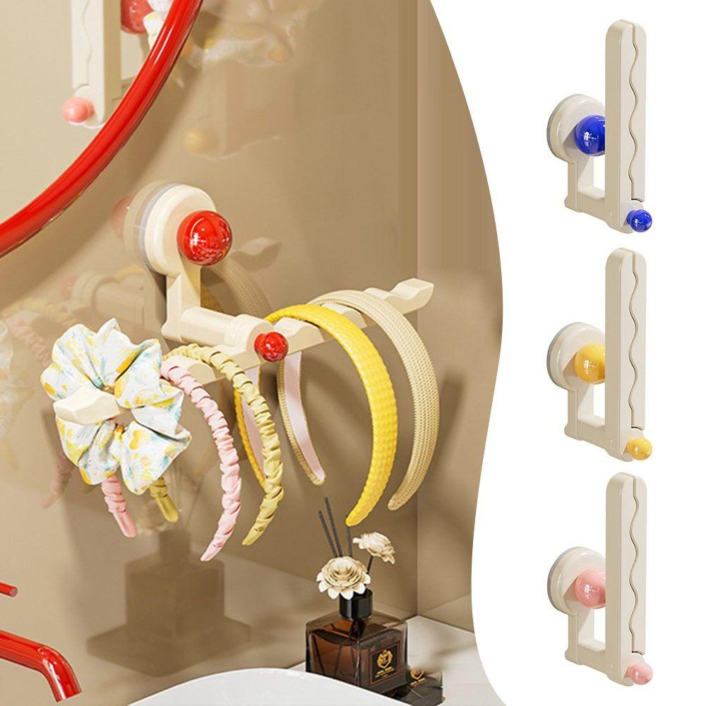 Punch-Free L-Shape Hook Suction-type Foldable Hair Tie Organizer Storage Rack For Hair Hoop Coats Hats Towels Clothes Hook