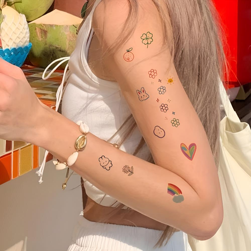 Cute Aesthetic Waterproof Mini Tattoo Sticker 6-Piece Set (6 pcs Mixed)