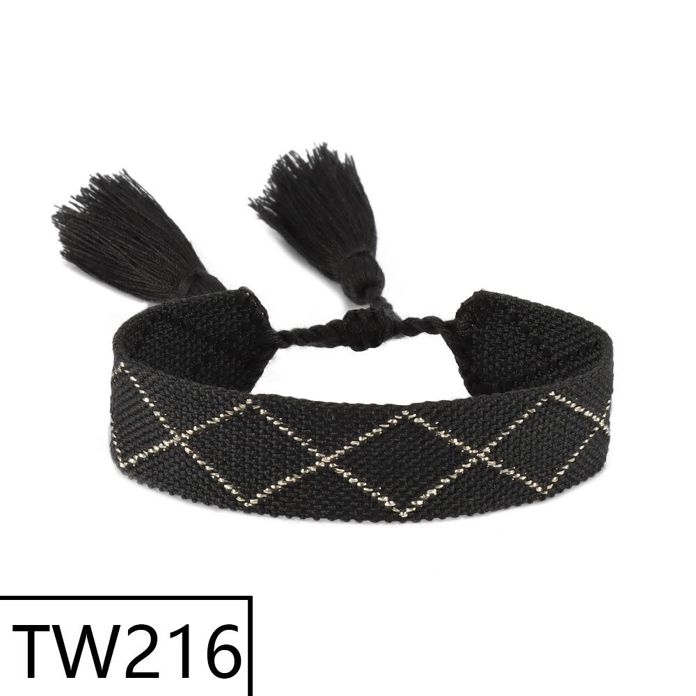 Customizable Handmade Bohemian Tassel Bracelet with Embroidered Logo - European & American Ethnic Friendship Style