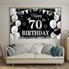 70 Birthday decoration for men and women 70 Happy Birthday Banner Large Black silver Birthday Background Banner 70 Week Commemorative Birthday Party