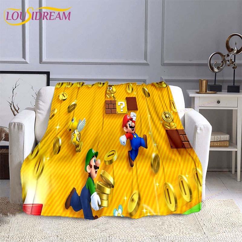 Mario Bros Fashion Blanket Anime Flannel Bed Throw Blanket Soft 3D Printed Cartoon Coverlet Sofa Travel Camping Children Blanket
