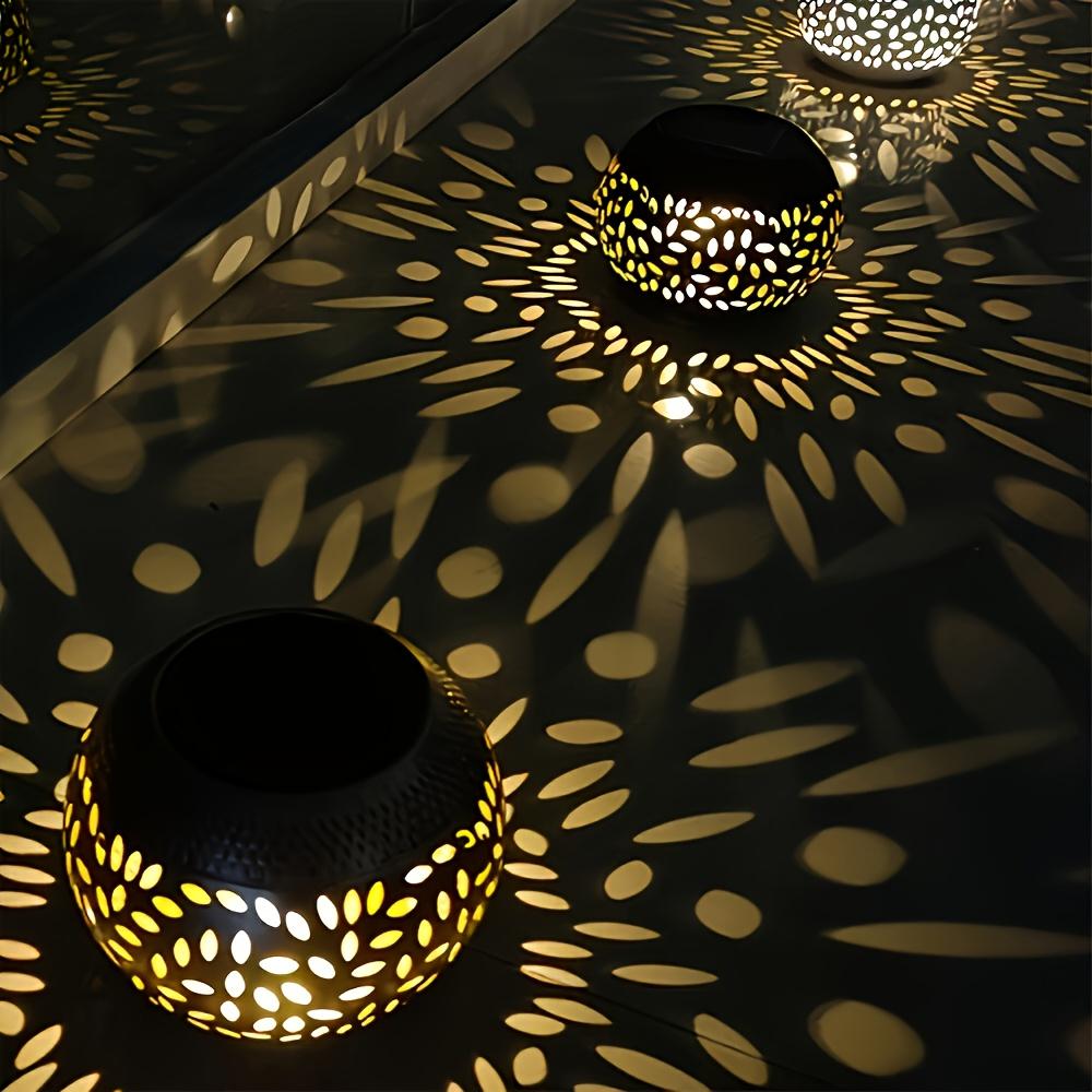 Black outdoor solar lamp, openwork design, stylish and simple, high-quality LED, tabletop decorative lamp