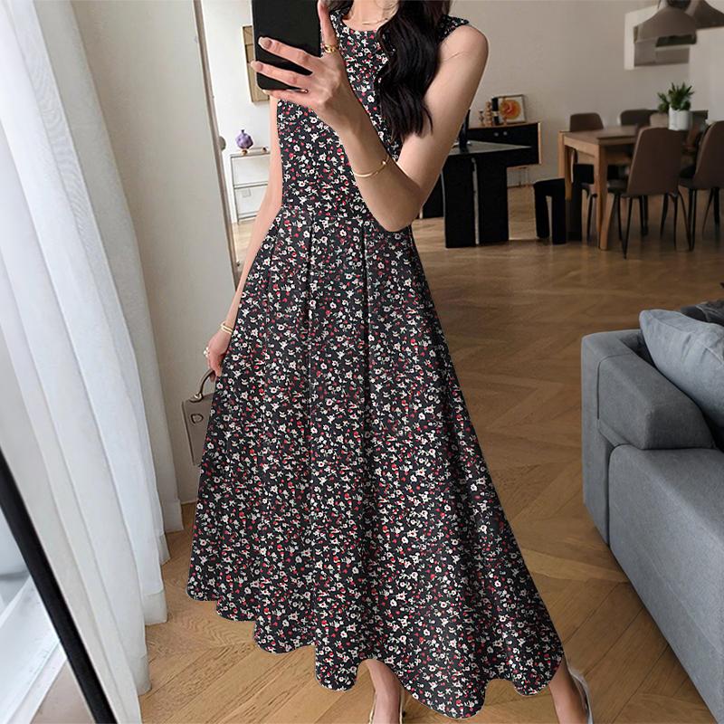 ZANZEA Women Casual Round Neck Summer Sleeveless Floral Print Dress