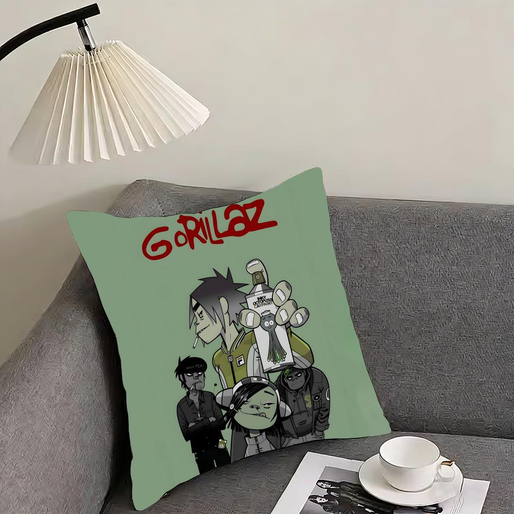 G-Gorillaz Band Cushion Cover Pillowcase Ultra Soft Skin Friendly Fabric Cloud Like Comfort & Concealed Zipper