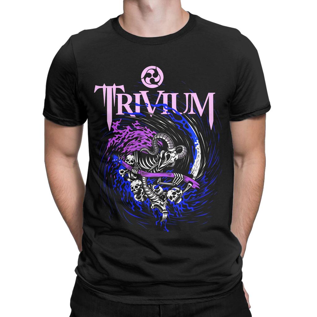 Men Vtg Trivium Band T Shirt Cotton Clothing Vintage Short Sleeve Round Neck Tee Shirt Birthday Gift TShirt