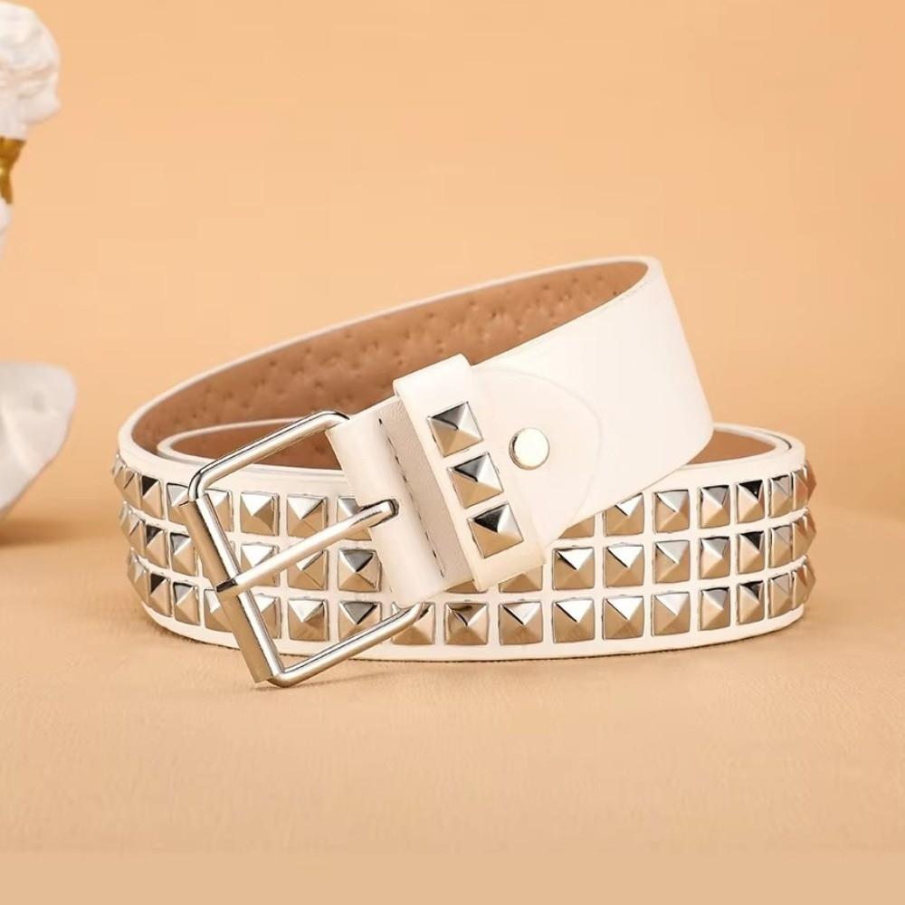PU Leather Punk Rivet Belt Vintage Y2K Pyramid Belt Trend Metal Gothic Waistband  Rock