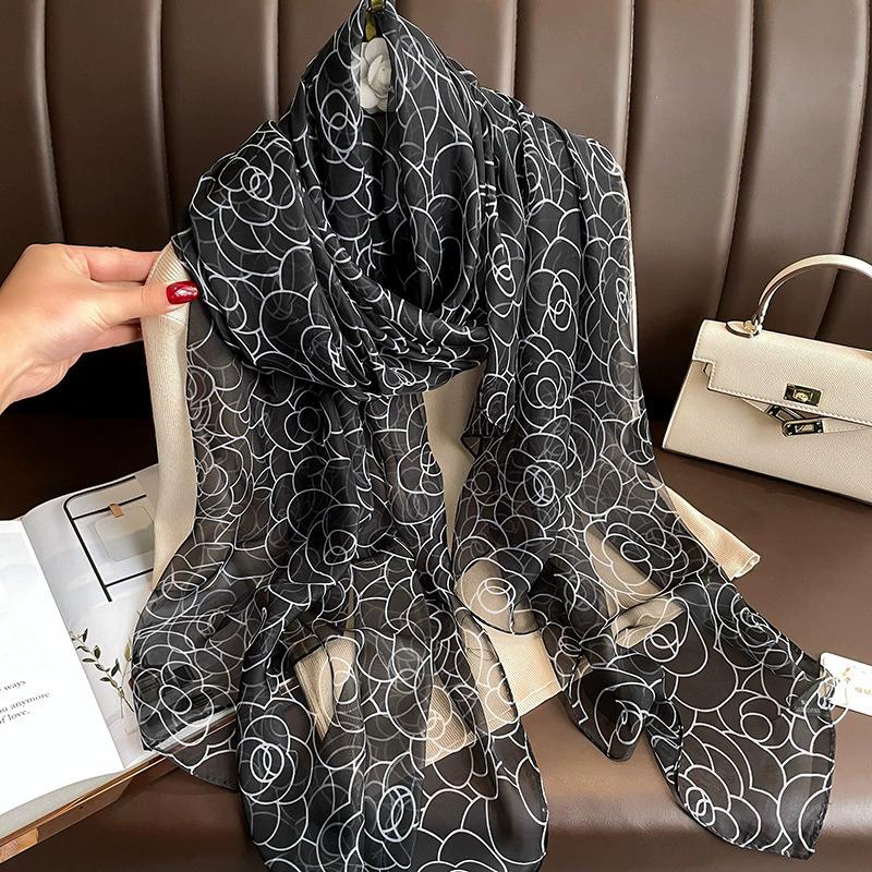 New  Silk Scarf Female Fashion Beach Pashmina Bufanda Folral Women Shawl Wraps Bandana Ladies Scarves Large Foulard Echarpe