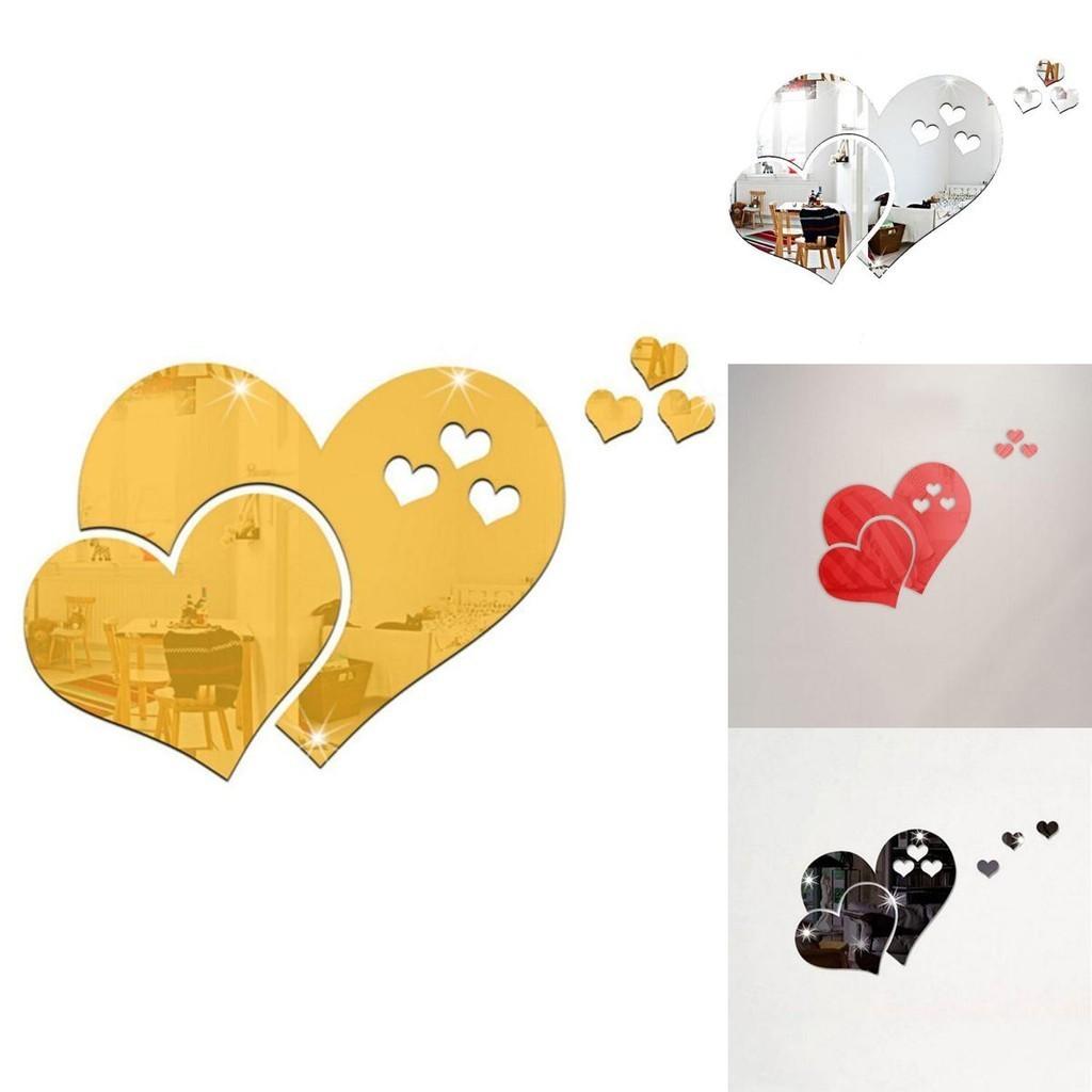 Eye-catching 3d Love Heart Mirror Wall Stickers Decal To Enhance Your Space