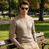 Men S Long Sleeve Crew Neck Pullover Checkered Jacquard Casual Sweatshirt