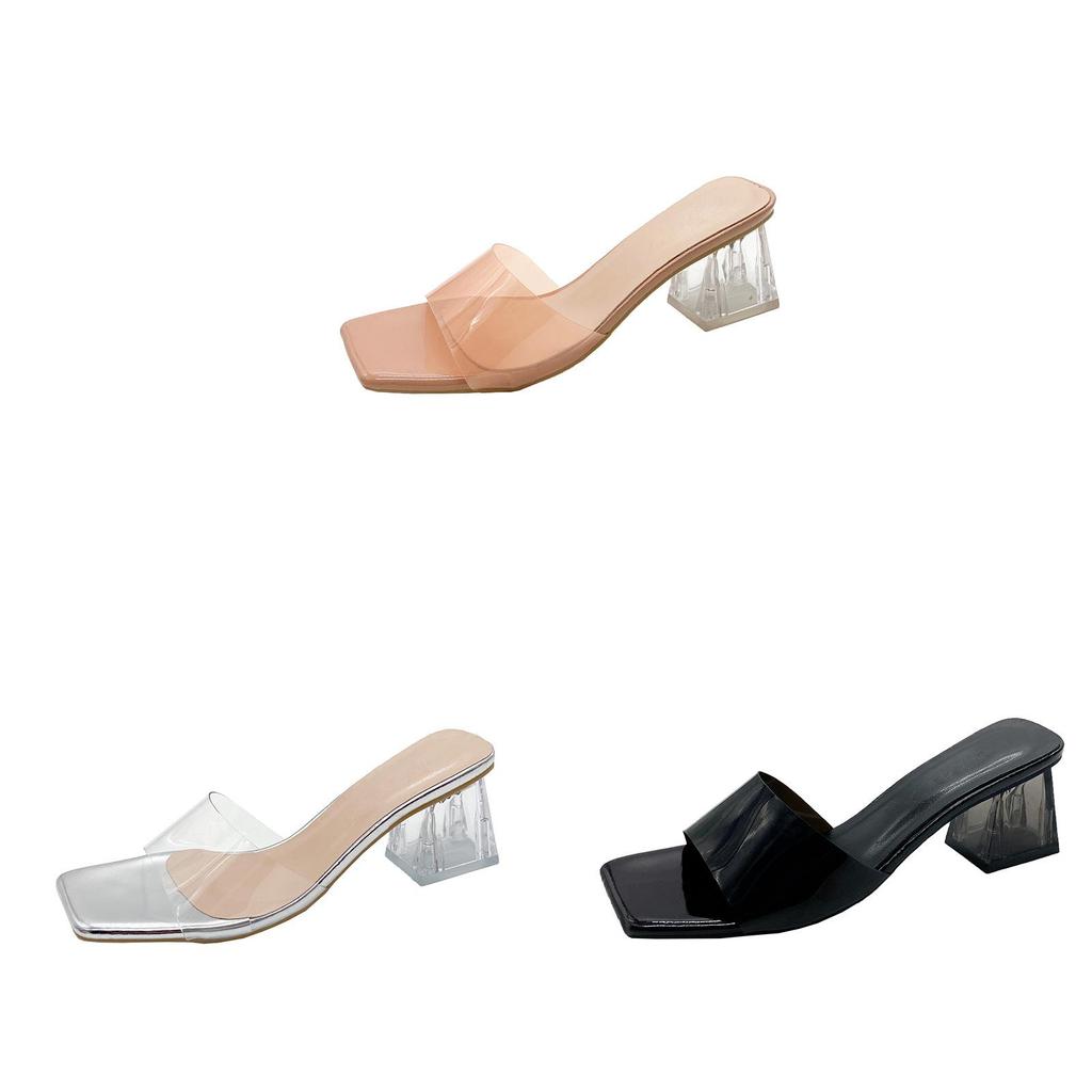 Modern Transparent Crystal Slippers For Women Summer High Heel Open Toe Wedding Shoes