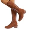 Übergröße bestickte High-Top Kniehohe Mode Stiefel Herbst und Winter Blockabsätze und runde Zehen vielseitige Damenstiefel