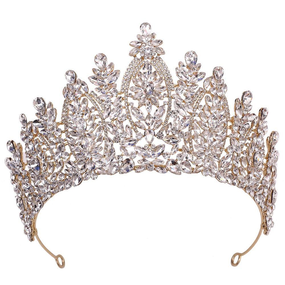 Large Size Baroque Crystal Wedding Crown Luxury Pageant Crown Queen Princess Headband Bridal Party