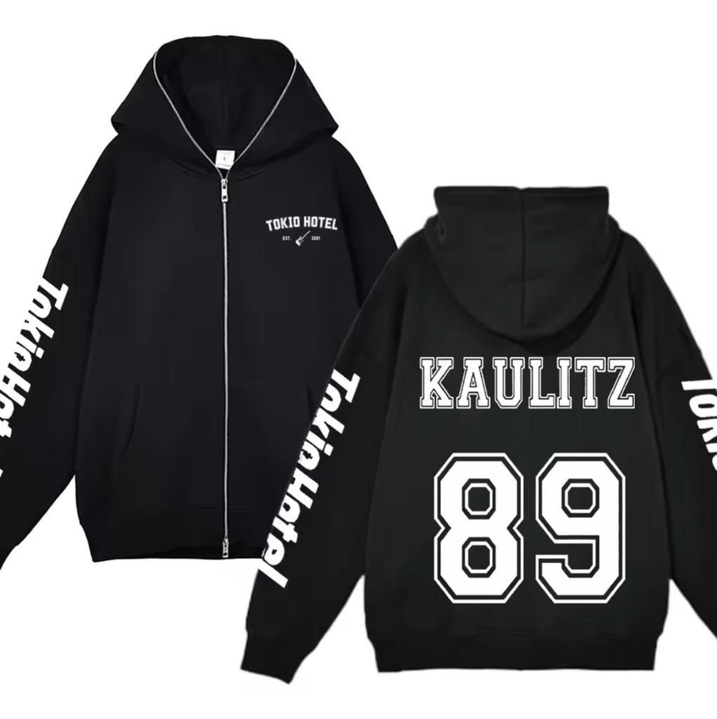 Tokio Hotel Bill Kaulitz Banda de Rock Y2K Jaqueta com Capuz e Zíper Completo
