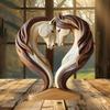Horse Sculpture 2D Wooden Horse Statue Snuggle Pose Animal Ornament Tabletop Display for Workplace Home Nursery Shelf