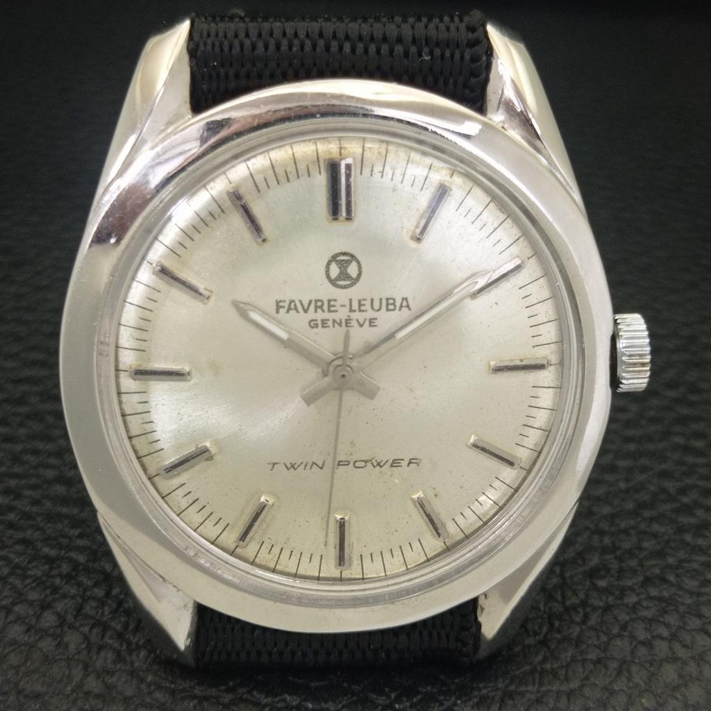 VINTAGE FAVRE LEUBA TWIN POWER 111 HANDAUFZUG SCHWEIZER HERRENUHR a703761-1