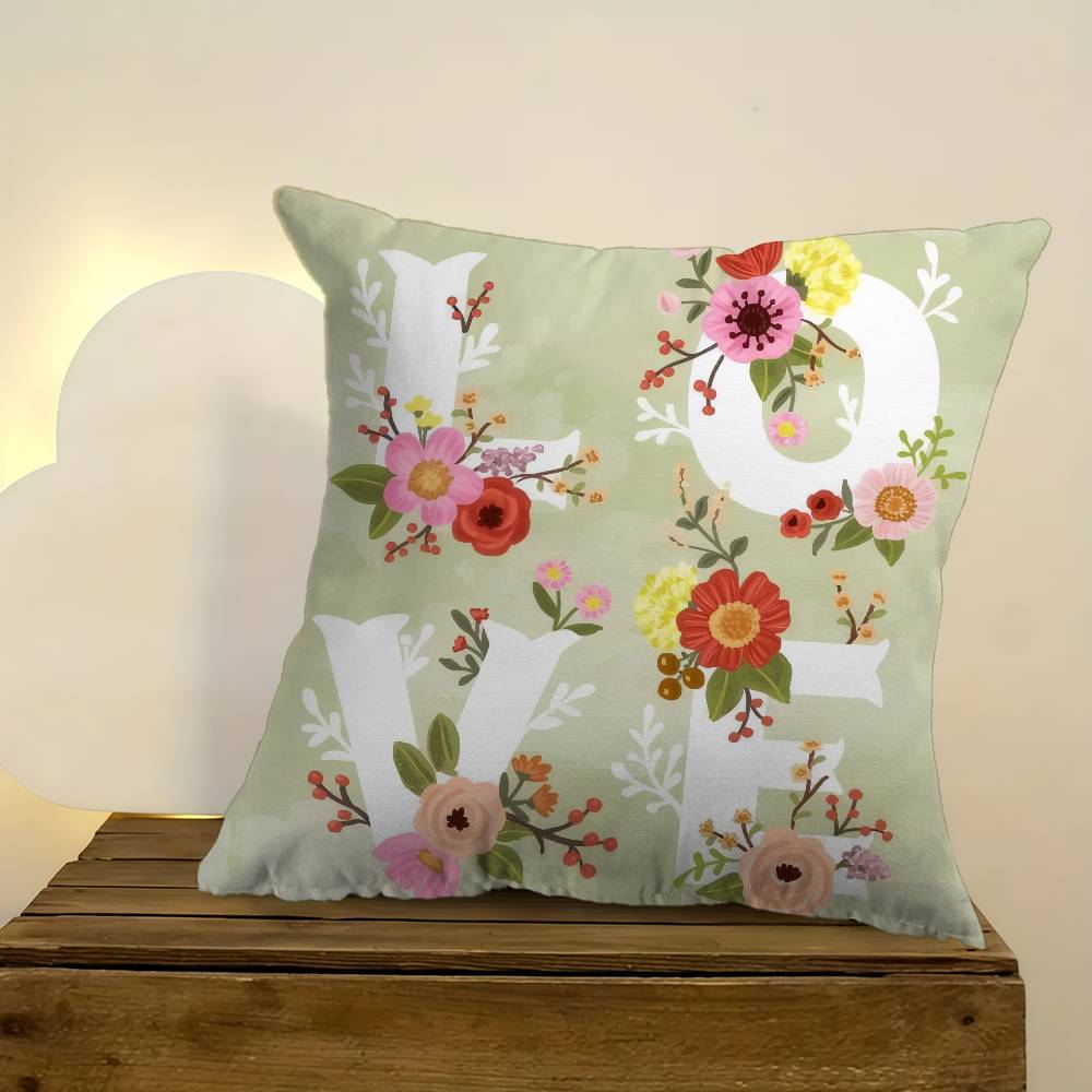 Anime Flower Love Cushion Cover Car Throw Pillow Case For Sofa Car Christmas Gift