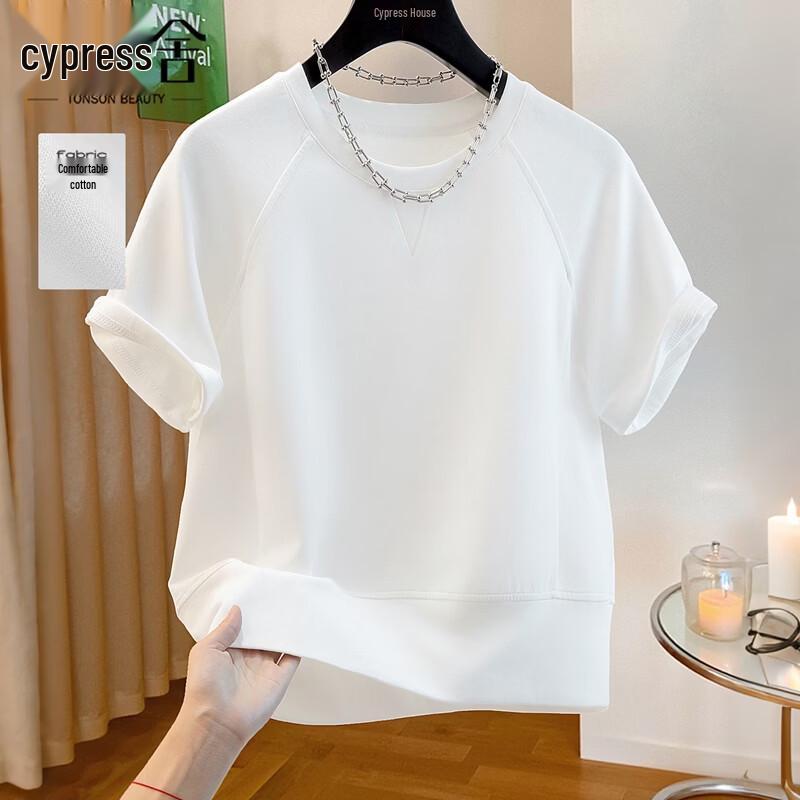 Silbaish Women s Solid Round Neck Raglan Sleeve T-Shirt M