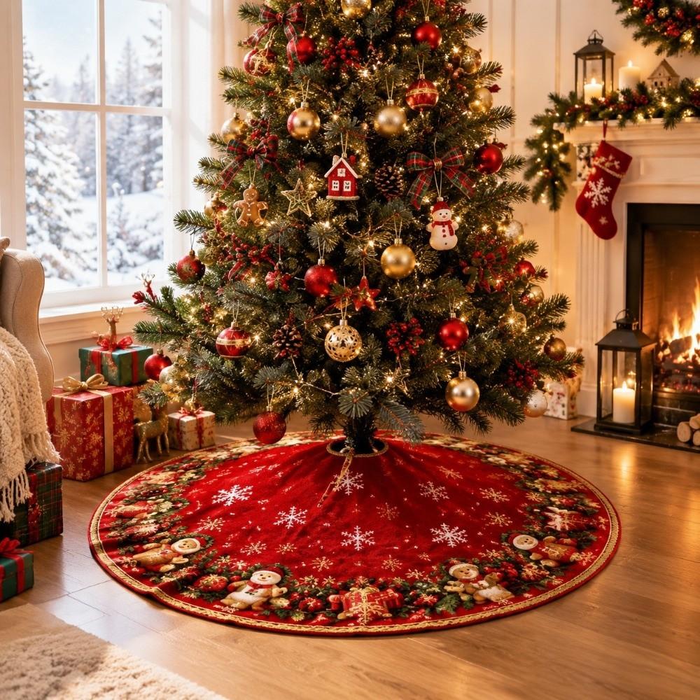 Snowman Christmas Tree Skirt Santa Claus Christmas Decorations Xmas Tree Foot Cover Christmas