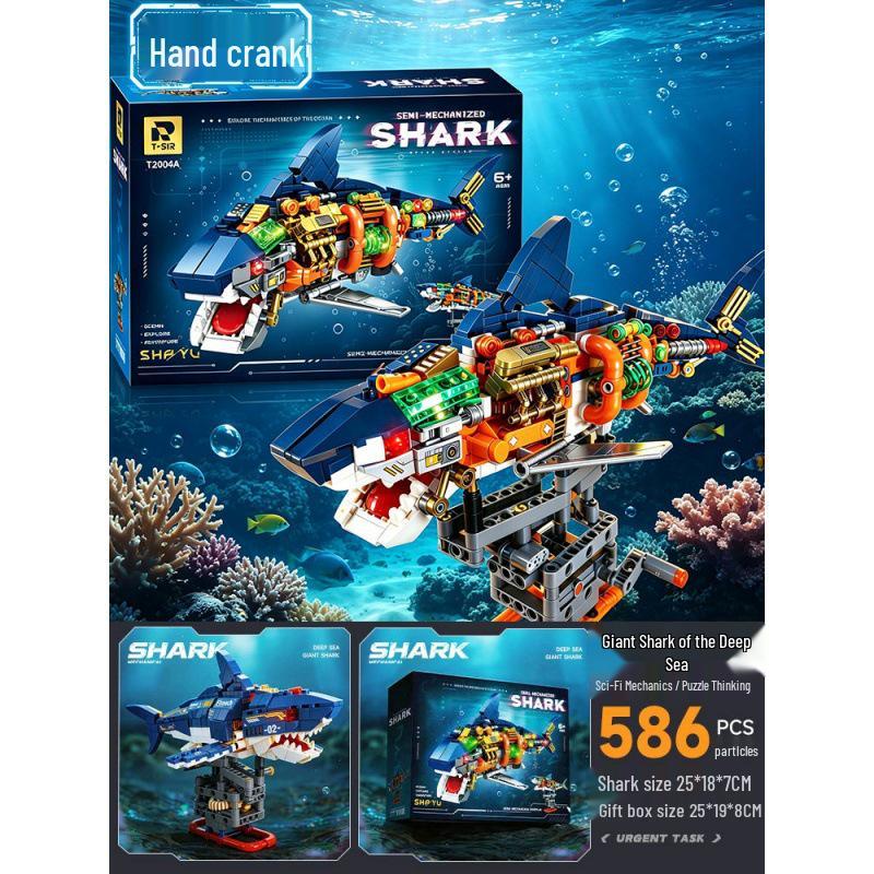 Electric Mechanical Shark Building Blocks - Educational Toy for Children