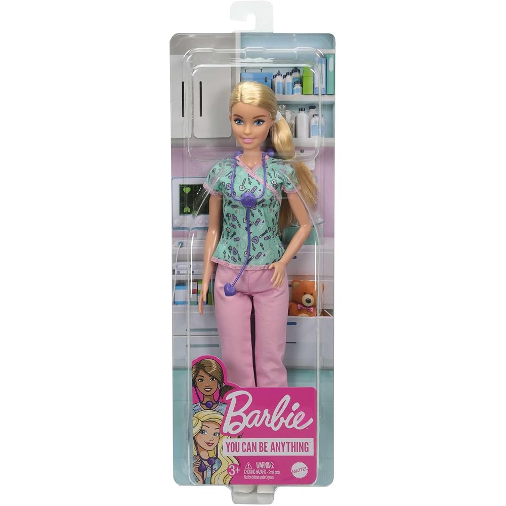 Barbie Barbie and Friends Nurse Dress-Up Doll Playset with House Green for Ages 3+
